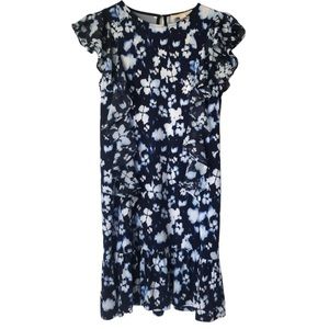 Michael Kors Floral Dress Blue and White flutter Sleeve Size Small